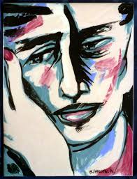 Birgitte Hansen, sad man, painting, humourless